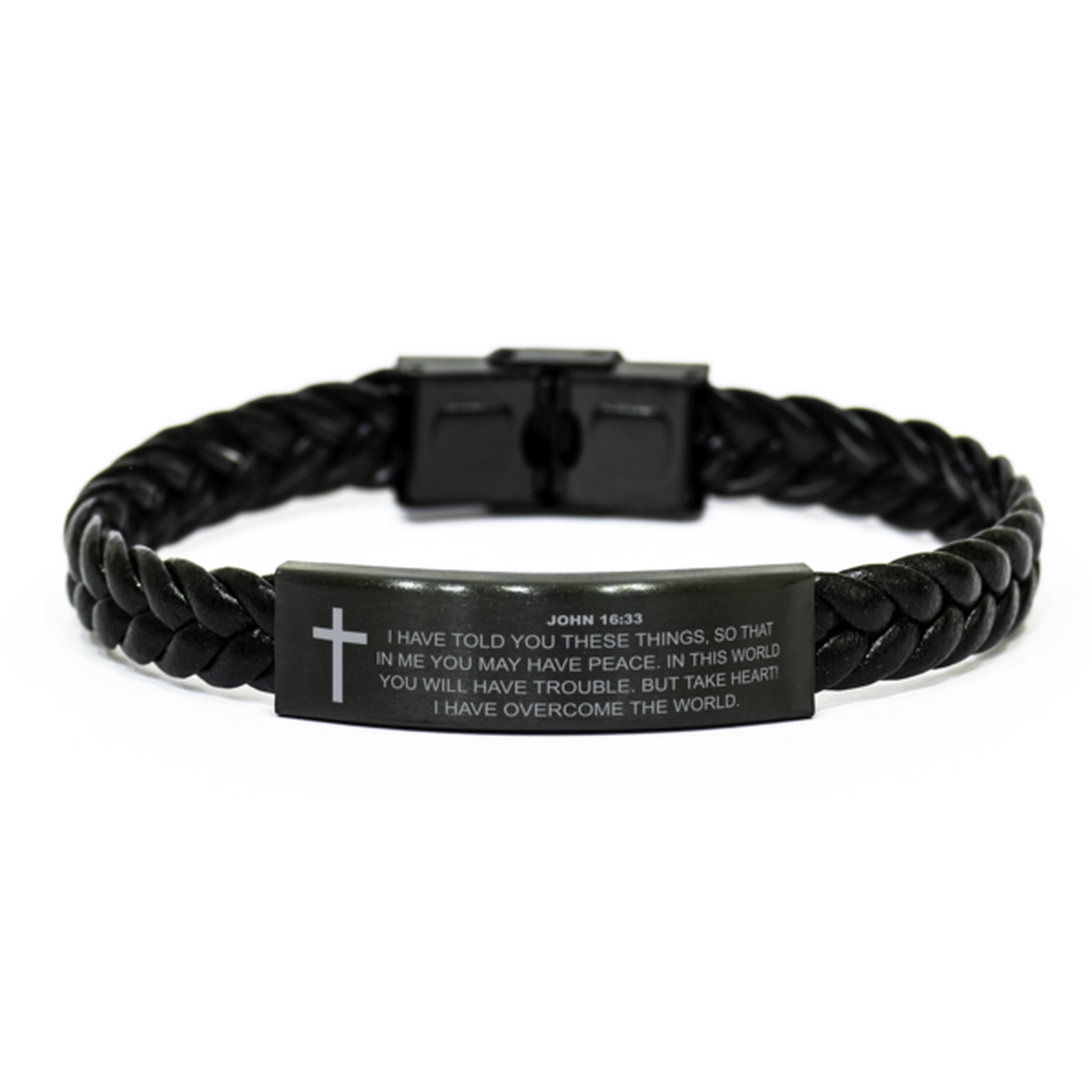 John 16:33 Bracelet, I Have Told You These Things, Bible Verse Bracelet, Christian Bracelet, Braided Leather Bracelet, Easter Gift