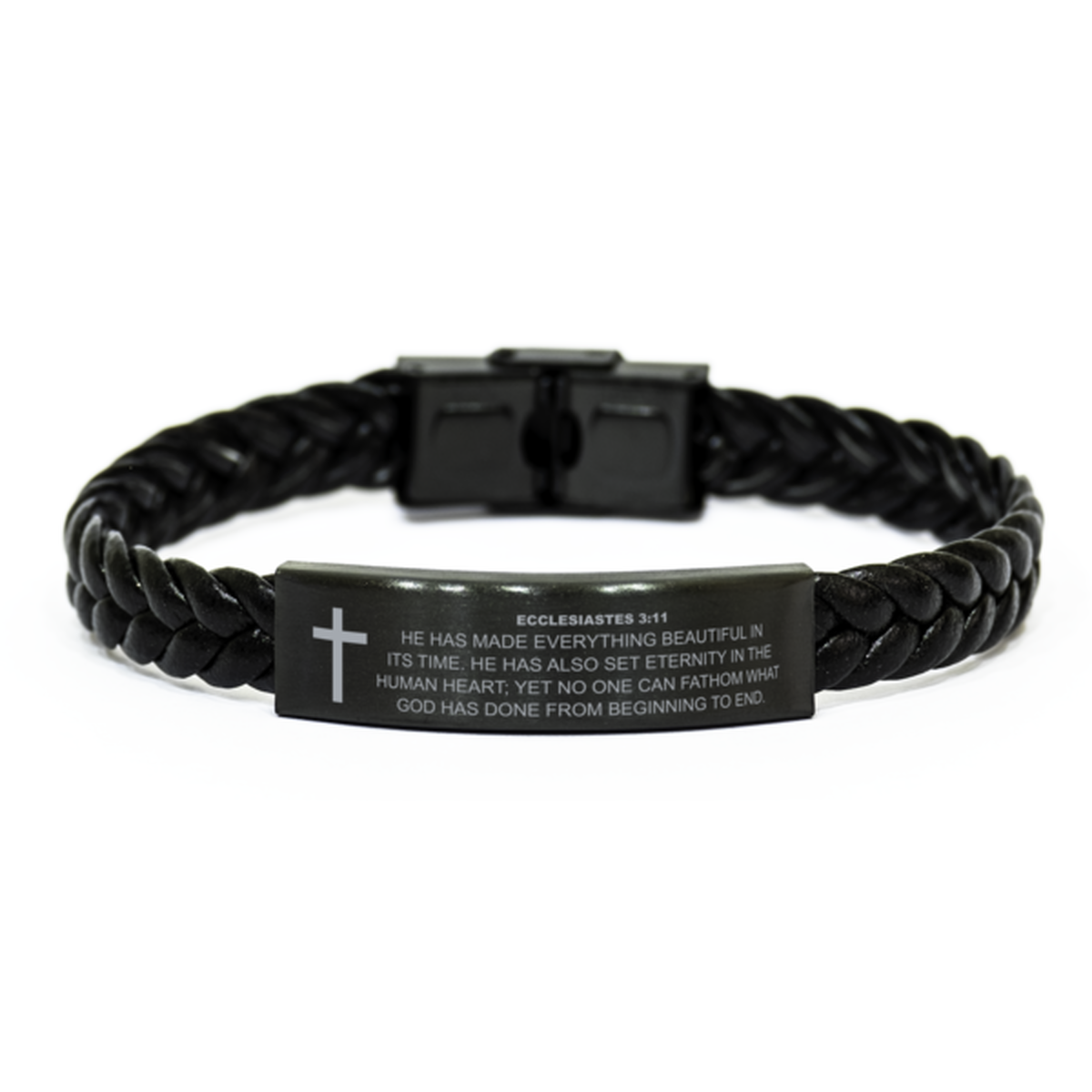 Ecclesiastes 3:11 Bracelet, He Has Made Everything Beautiful In Its Time, Bible Verse Bracelet, Christian Bracelet, Braided Leather Bracelet