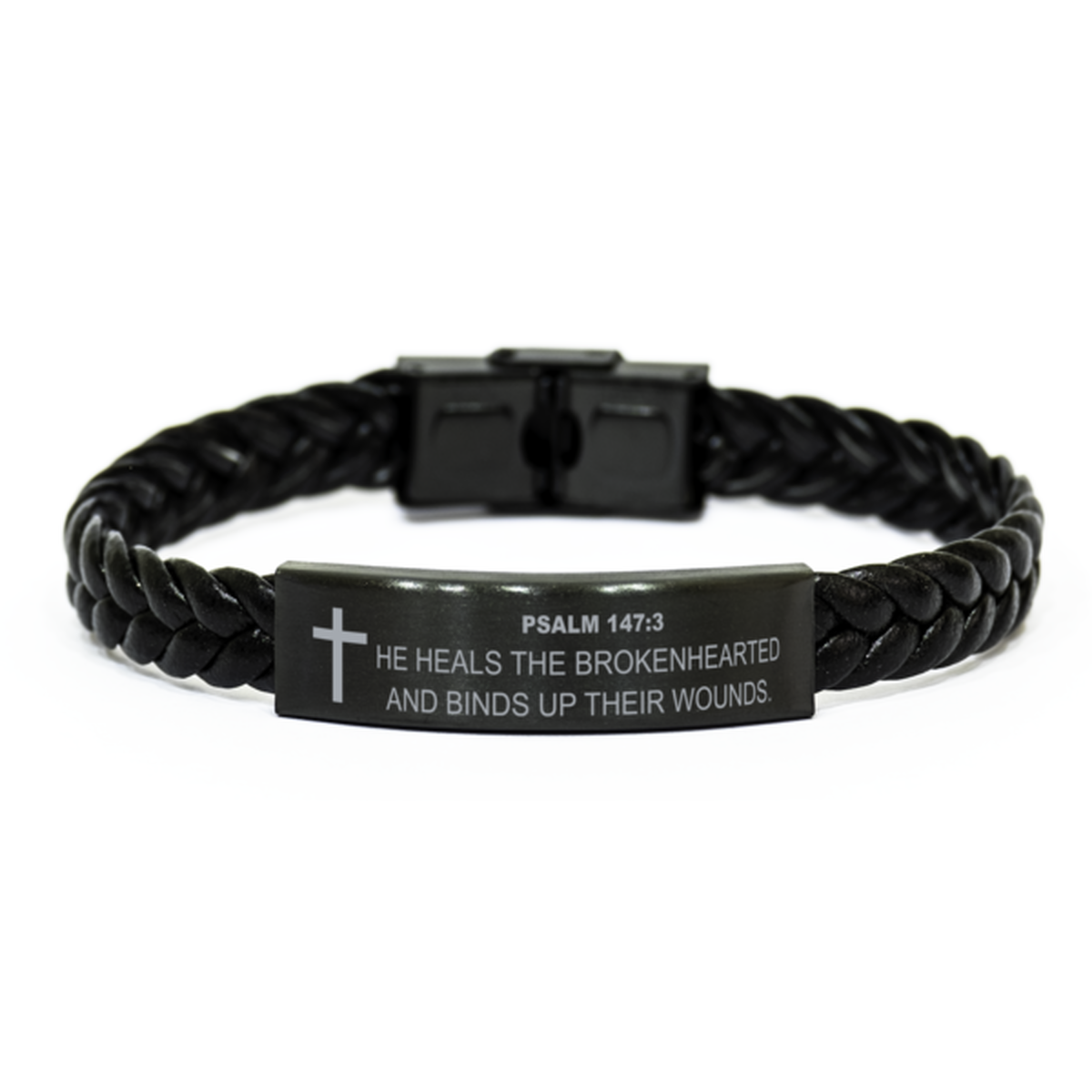 Psalm 147:3 Bracelet, He Heals The Brokenhearted, Bible Verse Bracelet, Christian Bracelet, Braided Leather Bracelet, Easter Gift