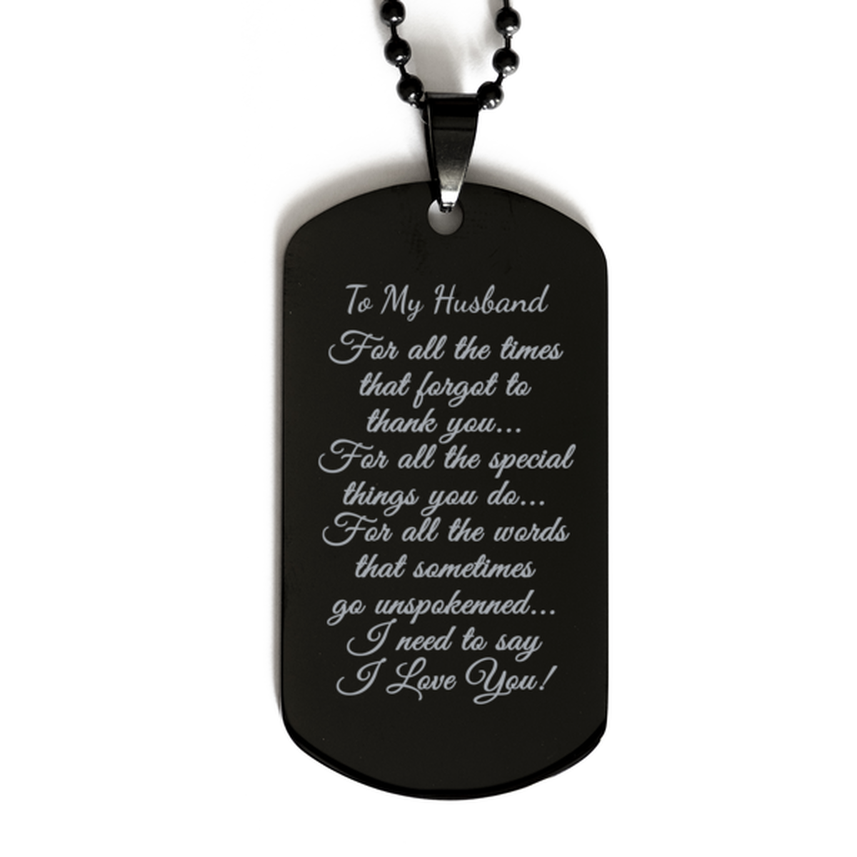 To My Husband Necklace, Gift for Husband, Black Dog Tag, For All The Things You Do, Thank You Gift, Birthday Gift