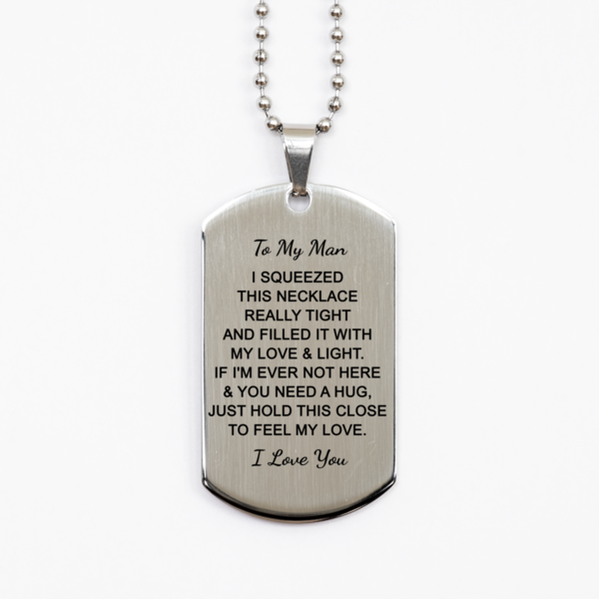 To My Man Necklace, Gift for Man, Stainless Steel Dog Tag, Filled It With My Love, Thank You Gift, Birthday Gift