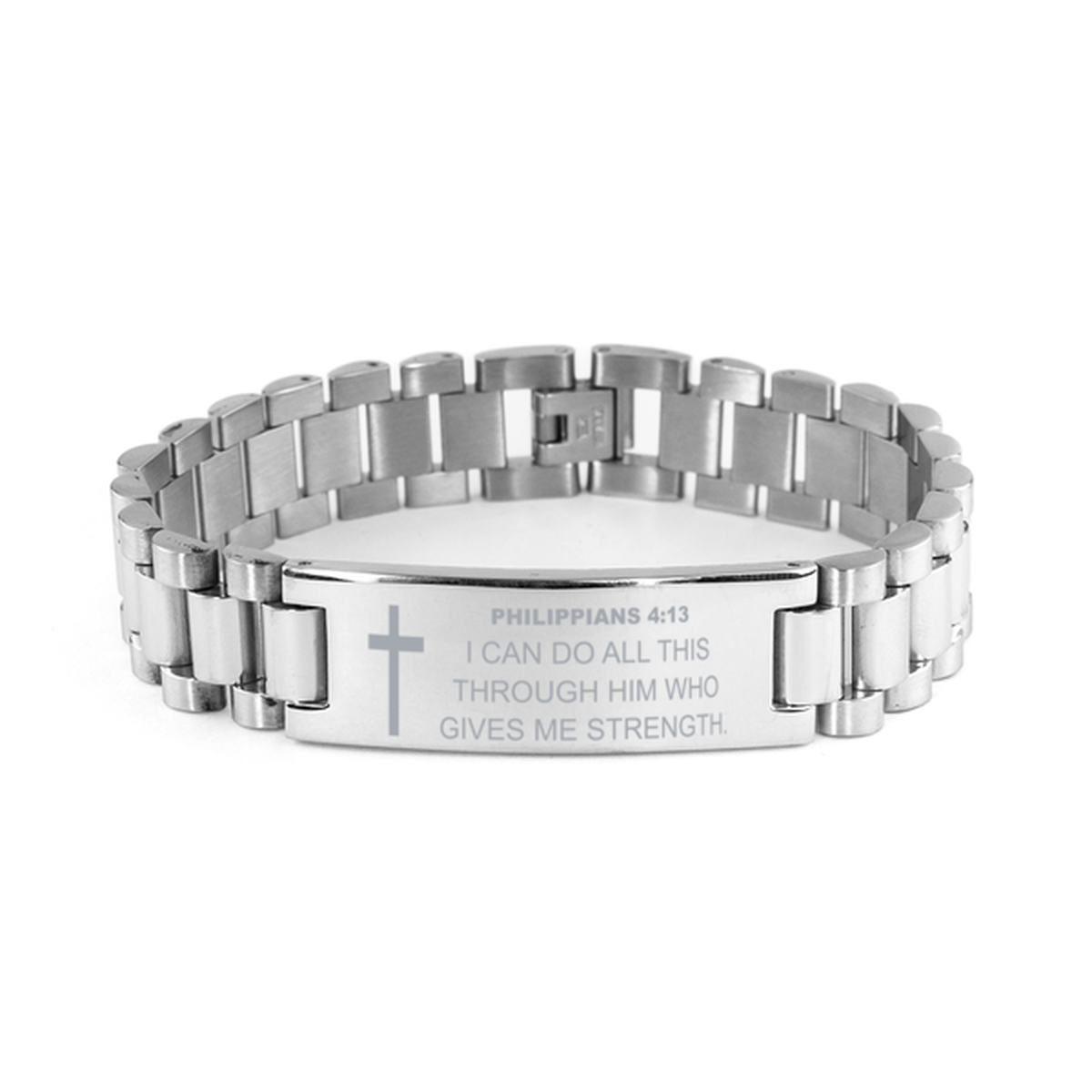 Philippians 4:13 Bracelet, I Can Do All This Through Him Who Gives Me Strength, Bible Verse Bracelet, Stainless Steel Ladder Bracelet