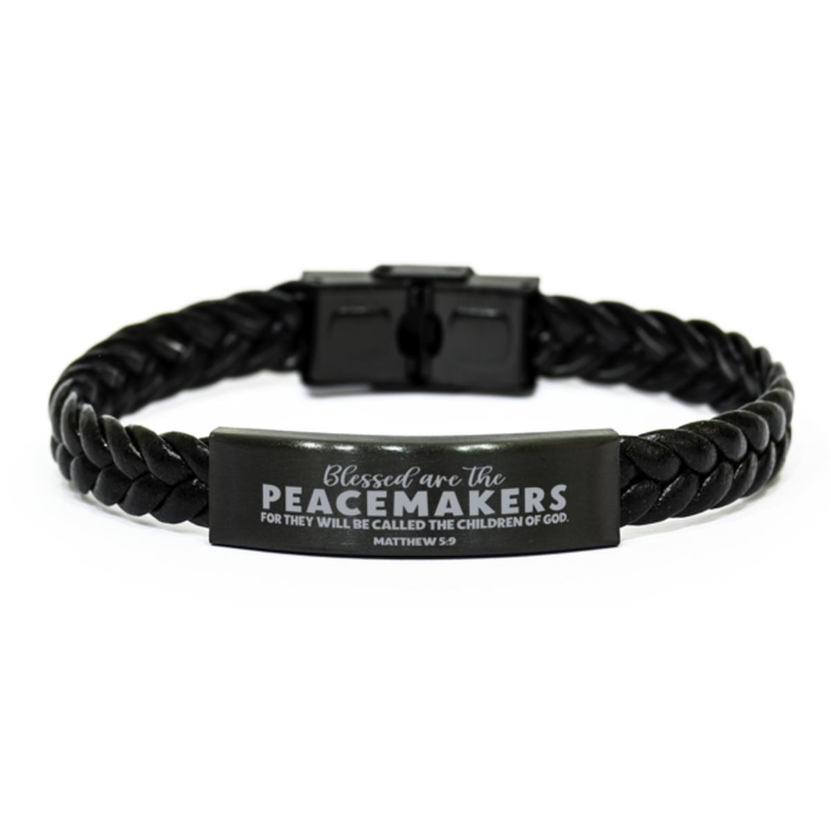 Matthew 5:9, Blessed Are The PEACEMAKERS, Police Academy Graduation Gifts, Law Enforcement Sign, Braided Leather Bracelet