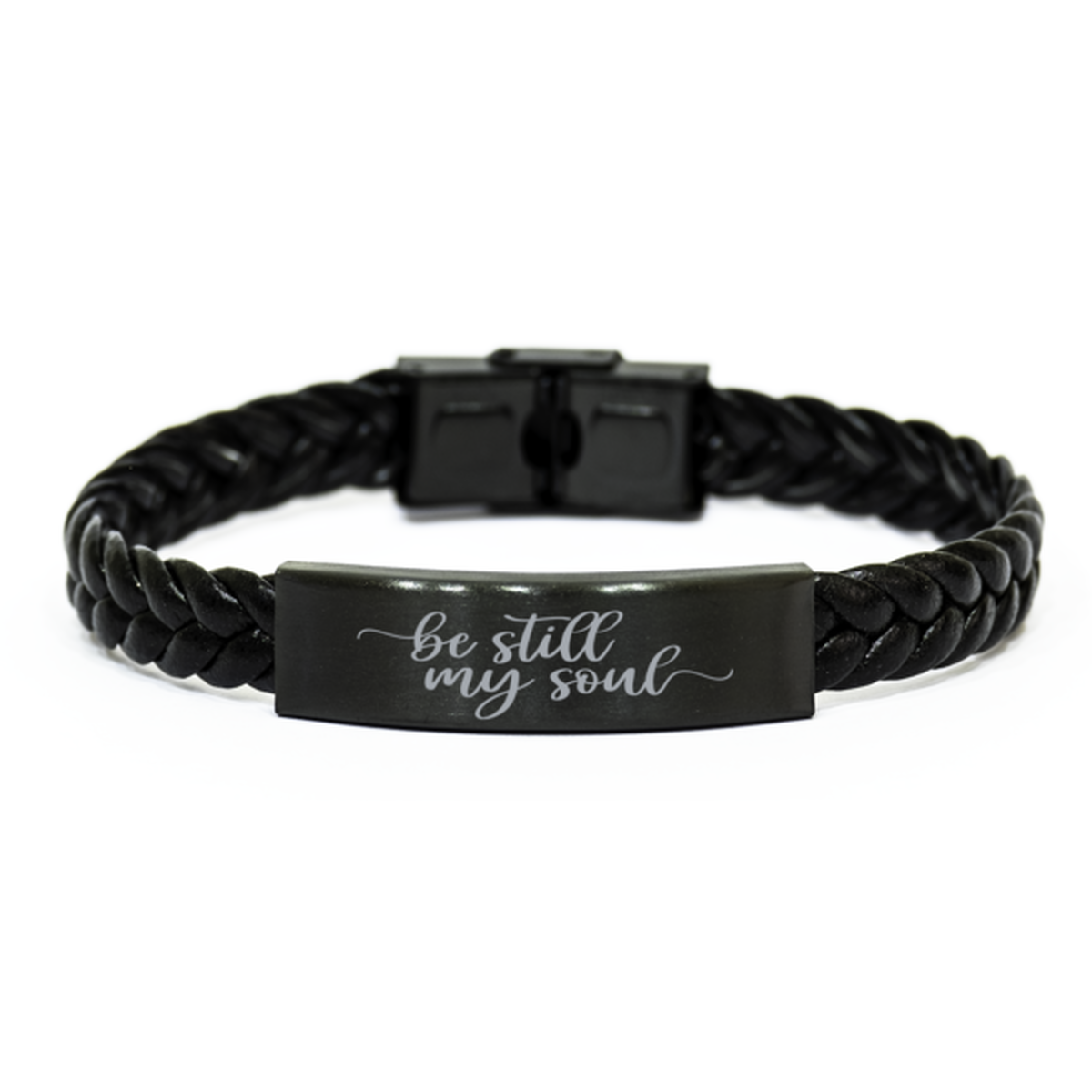 Be Still My Soul Bracelet, Trust in the Lord, Engraved Bible Verse God Faith Scripture Christian Gift, Braided Leather Bracelet