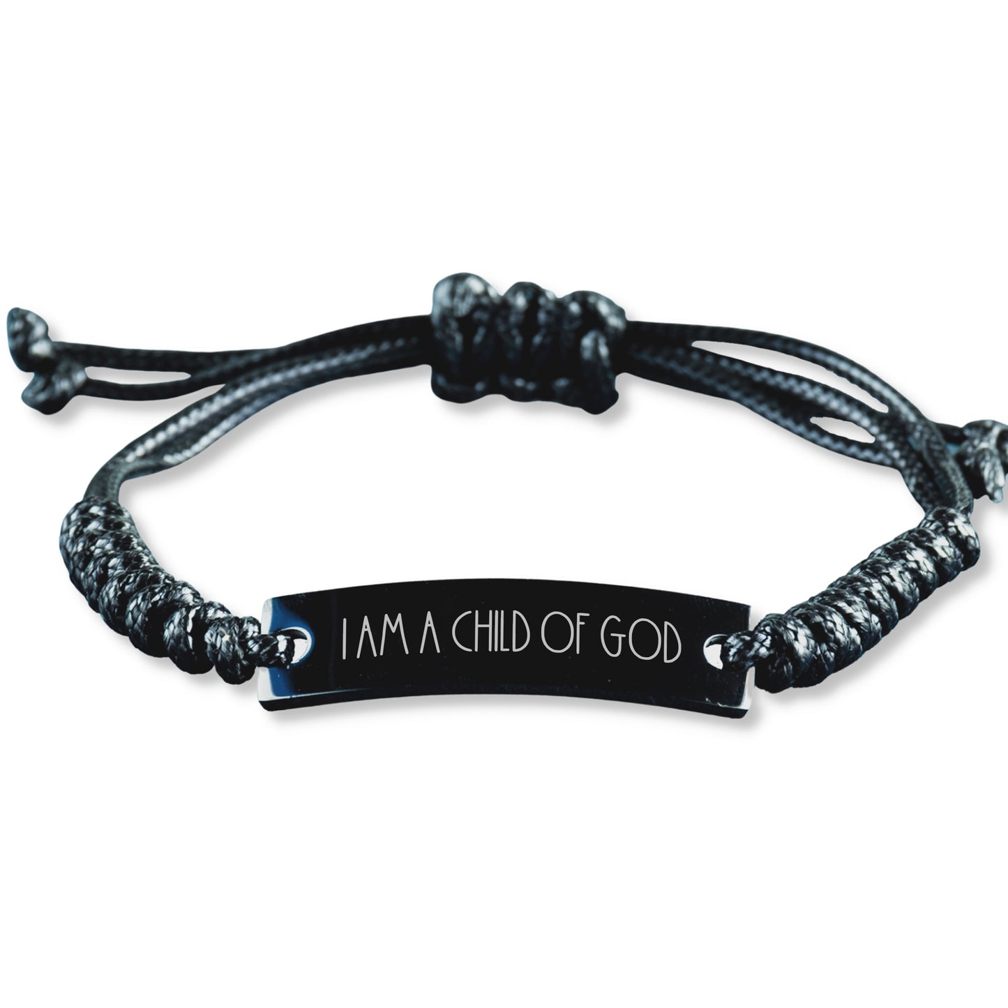 I Am A Child Of God Bracelet, Inspirational Bracelet for Mens Womens,  Birthday Gift,  Christmas Gift, Black Braided Rope Bracelet, Gift for Inspiration.