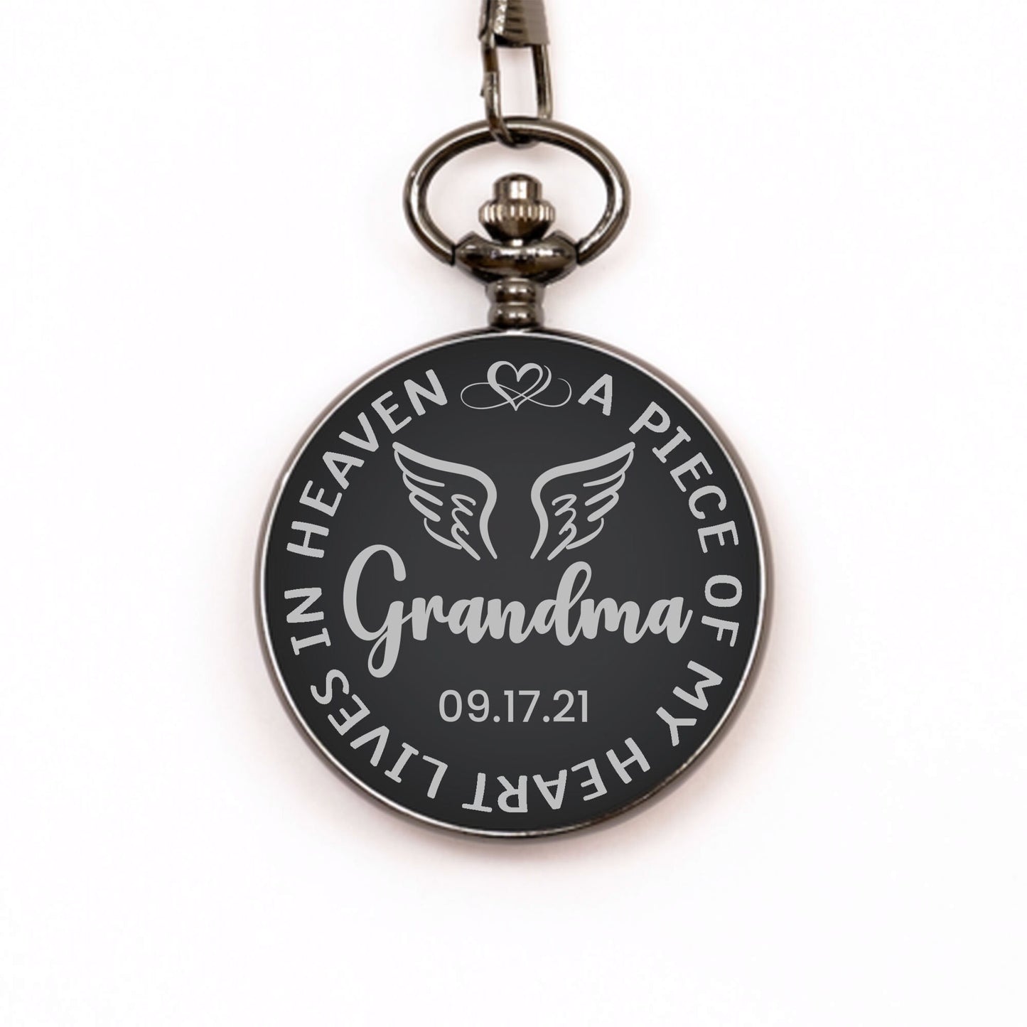 A Piece Of My Heart Lives In Heaven Watch, Personalized Grandma Memorial Gift, In Memory Gift, Pocket Watch, Loss Of Grandma, Sympathy Gifts