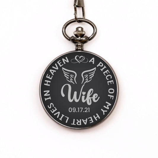 A Piece Of My Heart Lives In Heaven Watch, Personalized Wife Memorial Gift, In Memory Gift, Pocket Watch, Loss Of Wife, Sympathy Gifts