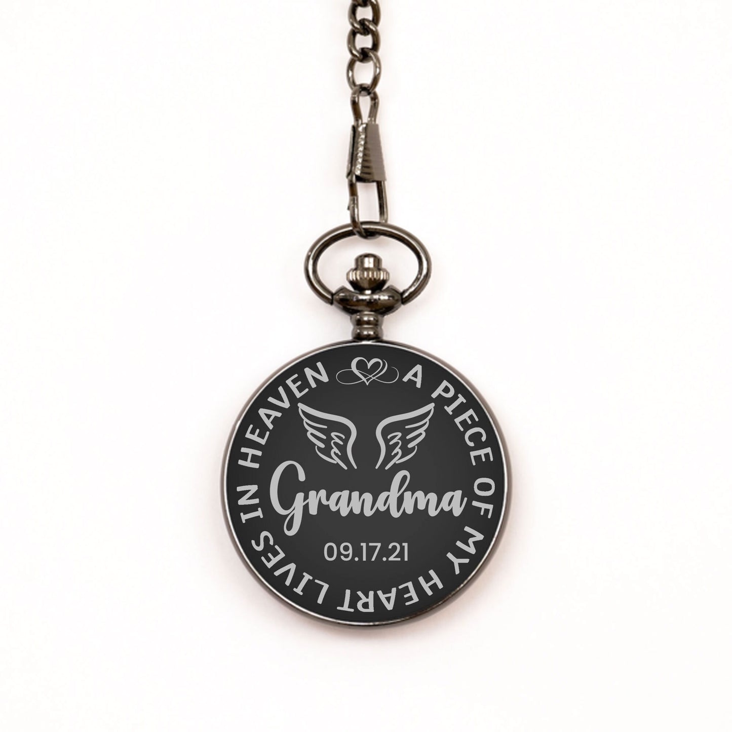 A Piece Of My Heart Lives In Heaven Watch, Personalized Grandma Memorial Gift, In Memory Gift, Pocket Watch, Loss Of Grandma, Sympathy Gifts