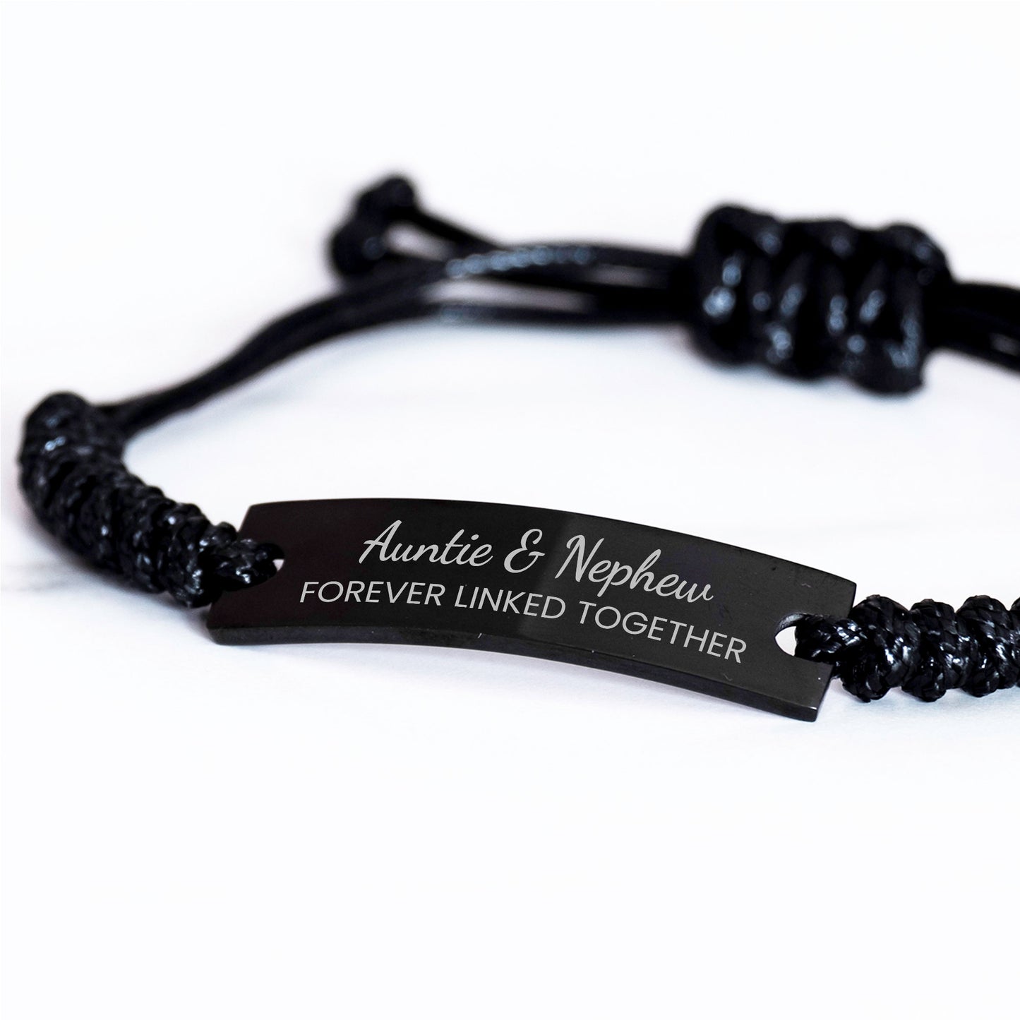 Auntie and Nephew Forever Linked Together Bracelet, Auntie Nephew Bracelet, Black Braided Rope Bracelet