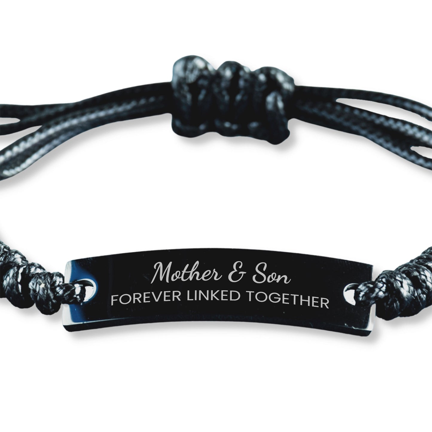 Mother and Son Forever Linked Together Bracelet, Mother Son Bracelet, Black Braided Rope Bracelet