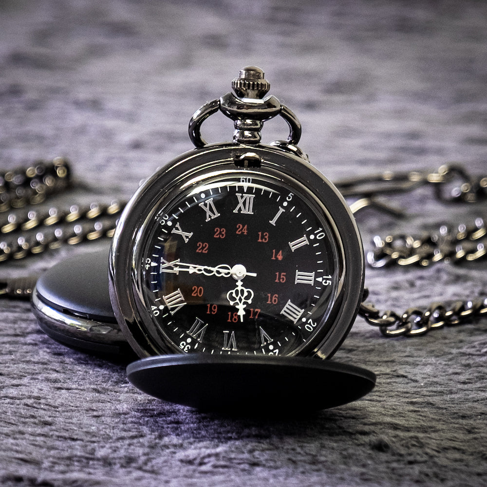 To My Husband Pocket Watch from Wife, Gift for Husband, Black Engraved Pocket Watch, You Are My Favorite Hello, Valentine's Gift.