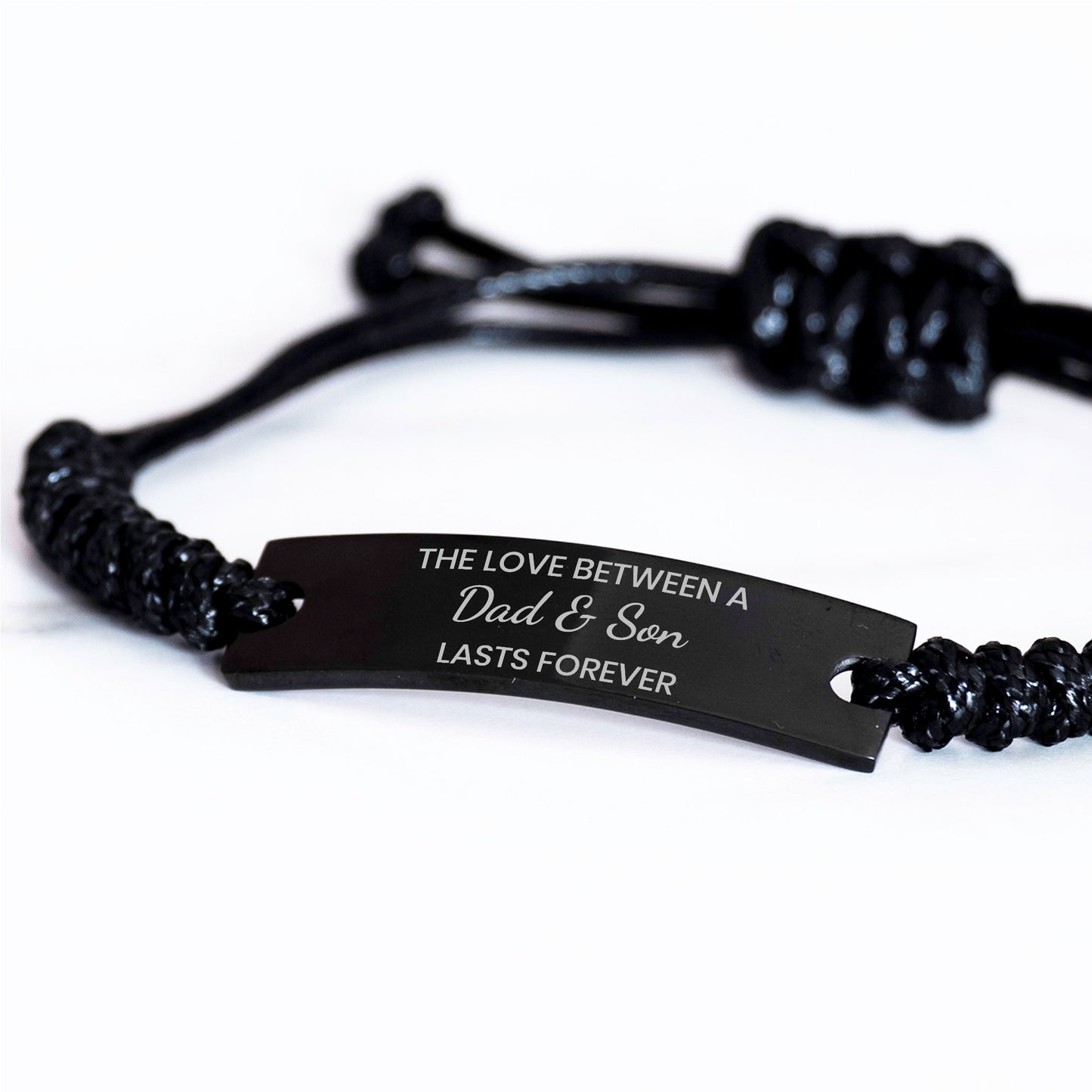 The Love Between a Dad and Son Lasts Forever Bracelet, Dad Son Bracelet, Black Braided Rope Bracelet