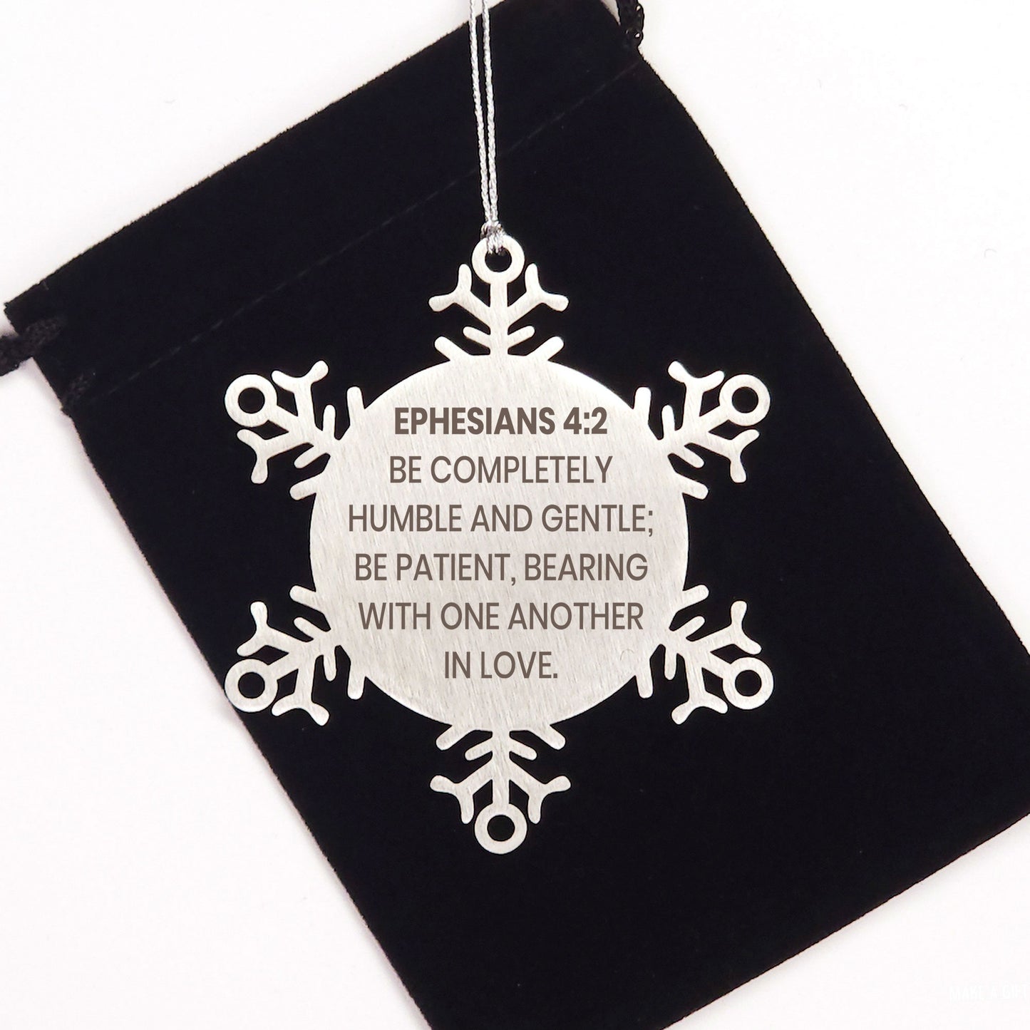 Ephesians 4:2 Ornament, Bible Verse Ornament, Christmas Ornament, Christmas Gift, Snowflake Ornament