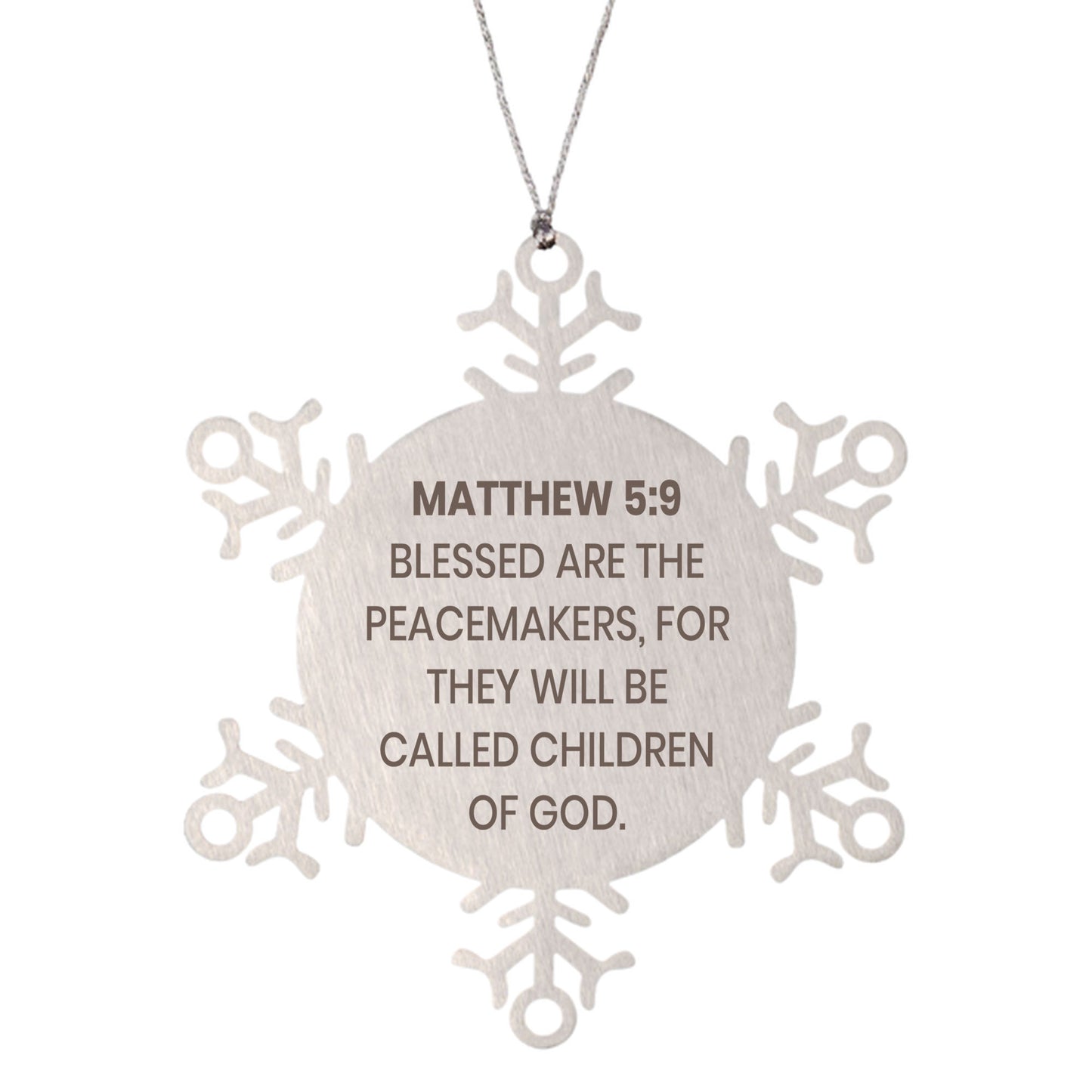 Matthew 5:9 Ornament, Bible Verse Ornament, Christmas Ornament, Christmas Gift, Snowflake Ornament