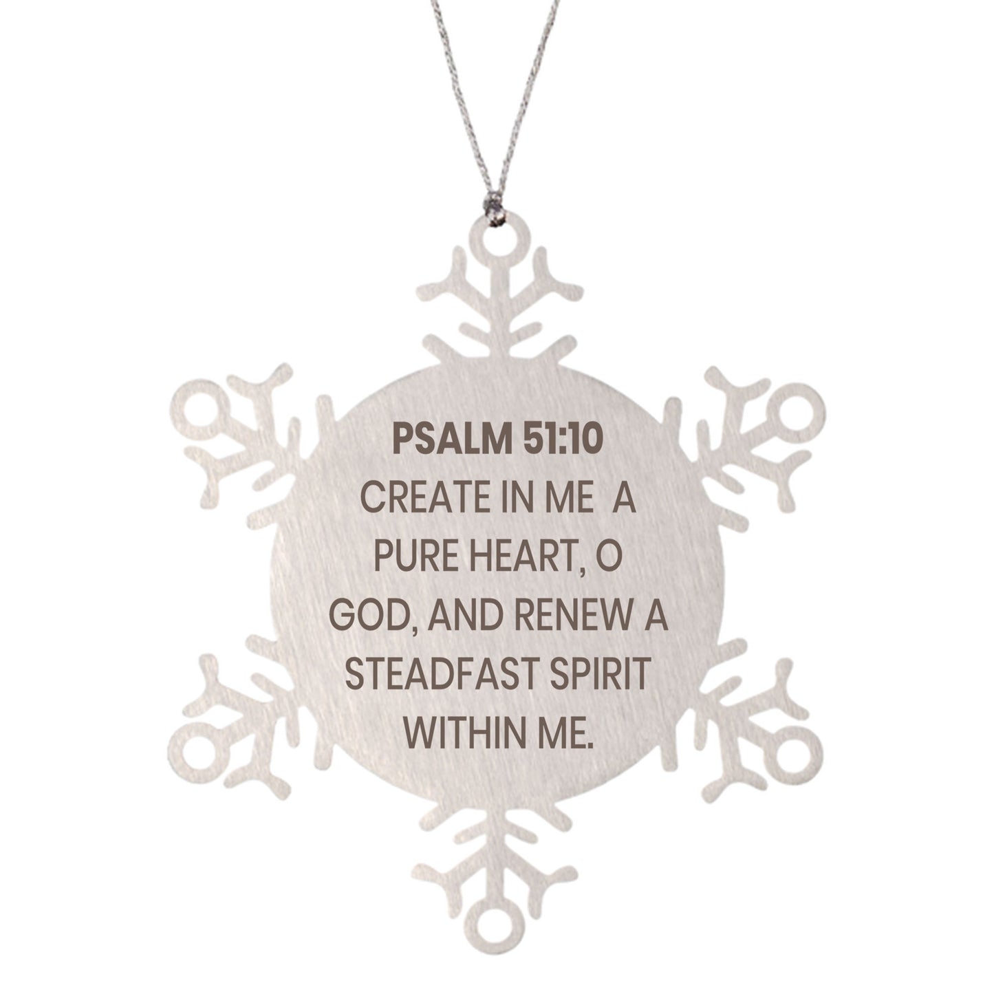 Psalm 51:10 Ornament, Bible Verse Ornament, Christmas Ornament, Christmas Gift, Snowflake Ornament