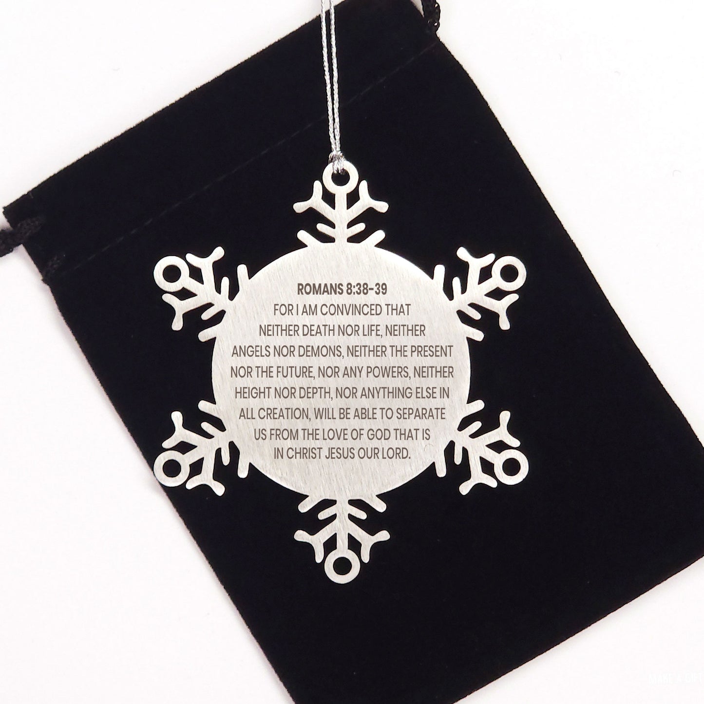 Romans 8:38-39 Ornament, Bible Verse Ornament, Christmas Ornament, Christmas Gift, Snowflake Ornament